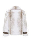 Anabel Women's White Teddy Leather Jacket | Derimod Anabel Women's White Teddy Leather Jacket | Derimod