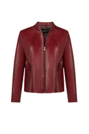 Lydia(Plus) Woman Red Relaxed-Fit Leather Jacket | Derimod Lydia(Plus) Woman Red Relaxed-Fit Leather Jacket | Derimod