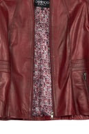 Lydia(Plus) Woman Red Relaxed-Fit Leather Jacket | Derimod Lydia(Plus) Woman Red Relaxed-Fit Leather Jacket | Derimod