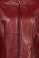 Lydia(Plus) Woman Red Relaxed-Fit Leather Jacket | Derimod Lydia(Plus) Woman Red Relaxed-Fit Leather Jacket | Derimod