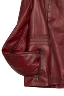 Lydia(Plus) Woman Red Relaxed-Fit Leather Jacket | Derimod Lydia(Plus) Woman Red Relaxed-Fit Leather Jacket | Derimod