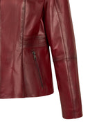 Lydia(Plus) Woman Red Relaxed-Fit Leather Jacket | Derimod Lydia(Plus) Woman Red Relaxed-Fit Leather Jacket | Derimod