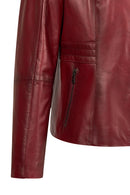 Lydia(Plus) Woman Red Relaxed-Fit Leather Jacket | Derimod Lydia(Plus) Woman Red Relaxed-Fit Leather Jacket | Derimod