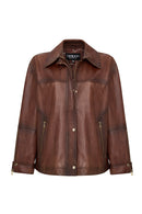 Daniela Kadın Kahverengi Kapüşonlu Uzun Oversize Deri Kaban | Derimod Daniela Kadın Kahverengi Kapüşonlu Uzun Oversize Deri Kaban | Derimod