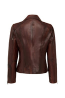 Janet Woman Brown Short Leather Jacket | Derimod Janet Woman Brown Short Leather Jacket | Derimod