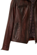 Janet Woman Brown Short Leather Jacket | Derimod Janet Woman Brown Short Leather Jacket | Derimod