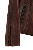 Janet Woman Brown Short Leather Jacket | Derimod Janet Woman Brown Short Leather Jacket | Derimod