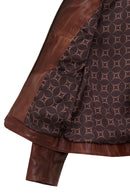 Janet Woman Brown Short Leather Jacket | Derimod Janet Woman Brown Short Leather Jacket | Derimod