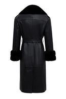 Selena Kadın Siyah Yaka Kürklü Deri Trençkot | Derimod Selena Kadın Siyah Yaka Kürklü Deri Trençkot | Derimod