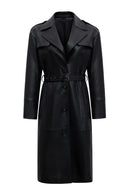 Selena Kadın Siyah Yaka Kürklü Deri Trençkot | Derimod Selena Kadın Siyah Yaka Kürklü Deri Trençkot | Derimod