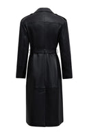 Selena Kadın Siyah Yaka Kürklü Deri Trençkot | Derimod Selena Kadın Siyah Yaka Kürklü Deri Trençkot | Derimod