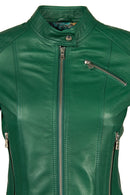 Sonia Kadın Yeşil Kısa Deri Ceket | Derimod Sonia Kadın Yeşil Kısa Deri Ceket | Derimod