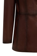 Barbara Kadın Kahverengi Blazer Deri Ceket | Derimod Barbara Kadın Kahverengi Blazer Deri Ceket | Derimod
