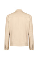 Oscar Erkek Bej Fermuarlı Deri Ceket | Derimod Oscar Erkek Bej Fermuarlı Deri Ceket | Derimod