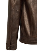 Oscar Erkek Kahverengi Fermuarlı Deri Ceket | Derimod Oscar Erkek Kahverengi Fermuarlı Deri Ceket | Derimod