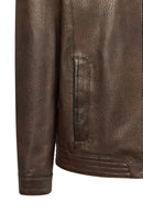 Oscar Erkek Kahverengi Fermuarlı Deri Ceket | Derimod Oscar Erkek Kahverengi Fermuarlı Deri Ceket | Derimod