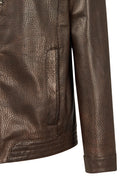 Oscar Erkek Kahverengi Fermuarlı Deri Ceket | Derimod Oscar Erkek Kahverengi Fermuarlı Deri Ceket | Derimod