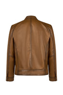 King Male Brown Stand Collar Leather Jacket | Derimod King Male Brown Stand Collar Leather Jacket | Derimod