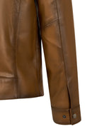 King Male Brown Stand Collar Leather Jacket | Derimod King Male Brown Stand Collar Leather Jacket | Derimod