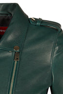 Egoist Kadın Yeşil Kısa Biker Deri Ceket | Derimod Egoist Kadın Yeşil Kısa Biker Deri Ceket | Derimod