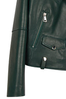 Egoist Kadın Yeşil Kısa Biker Deri Ceket | Derimod Egoist Kadın Yeşil Kısa Biker Deri Ceket | Derimod