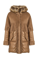 Virginia Kadın Kahverengi Kapüşonlu Uzun Teddy Kaban | Derimod Virginia Kadın Kahverengi Kapüşonlu Uzun Teddy Kaban | Derimod