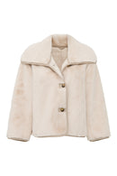 Malmö Kadın Bej Devrik Yaka Oversize Teddy Deri Mont | Derimod Malmö Kadın Bej Devrik Yaka Oversize Teddy Deri Mont | Derimod