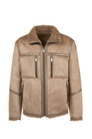Gstaab Men's Beige Collar Teddy Coat | Derimod Gstaab Men's Beige Collar Teddy Coat | Derimod