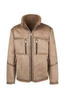 Gstaab Men's Beige Collar Teddy Coat | Derimod Gstaab Men's Beige Collar Teddy Coat | Derimod