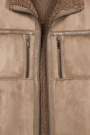 Gstaab Men's Beige Collar Teddy Coat | Derimod Gstaab Men's Beige Collar Teddy Coat | Derimod