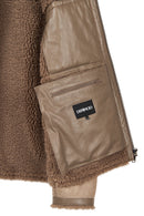 Gstaab Men's Beige Collar Teddy Coat | Derimod Gstaab Men's Beige Collar Teddy Coat | Derimod