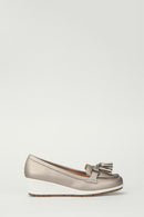 Bronze Wedge Heels Women's Leather Loafer | Derimod Bronze Wedge Heels Women's Leather Loafer | Derimod