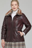 Mira (plus) Women's Claret Red Coat | Derimod Mira (plus) Women's Claret Red Coat | Derimod