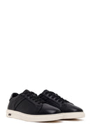 Erkek Siyah Bağcıklı Deri Sneaker | Derimod Erkek Siyah Bağcıklı Deri Sneaker | Derimod