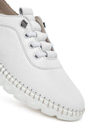 Women's White Lace-Up Leather Sneaker | Derimod Women's White Lace-Up Leather Sneaker | Derimod