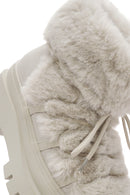 Women's Cream Thick Soled Plush Detailed Boots | Derimod Women's Cream Thick Soled Plush Detailed Boots | Derimod
