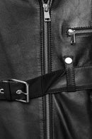 Angelique Women's Black Double Breasted Leather Coat | Derimod Angelique Women's Black Double Breasted Leather Coat | Derimod