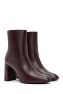 Kadın Bordo Fermuarlı Kalın Yüksek Topuklu Deri Bot | Derimod Kadın Bordo Fermuarlı Kalın Yüksek Topuklu Deri Bot | Derimod