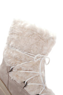 Women's Beige Plush Suede Leather Boots | Derimod Women's Beige Plush Suede Leather Boots | Derimod