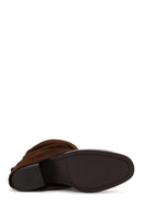 Woman Brown Chunky-Heel Suede Boots | Derimod Woman Brown Chunky-Heel Suede Boots | Derimod