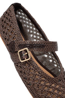 Women's Brown Straw Ballerina | Derimod Women's Brown Straw Ballerina | Derimod