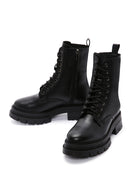 Women's Black Thick Soled Leather Boots | Derimod Women's Black Thick Soled Leather Boots | Derimod