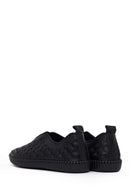 Woman Black Patterned Leather Comfort Shoes | Derimod Woman Black Patterned Leather Comfort Shoes | Derimod