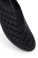 Woman Black Patterned Leather Comfort Shoes | Derimod Woman Black Patterned Leather Comfort Shoes | Derimod