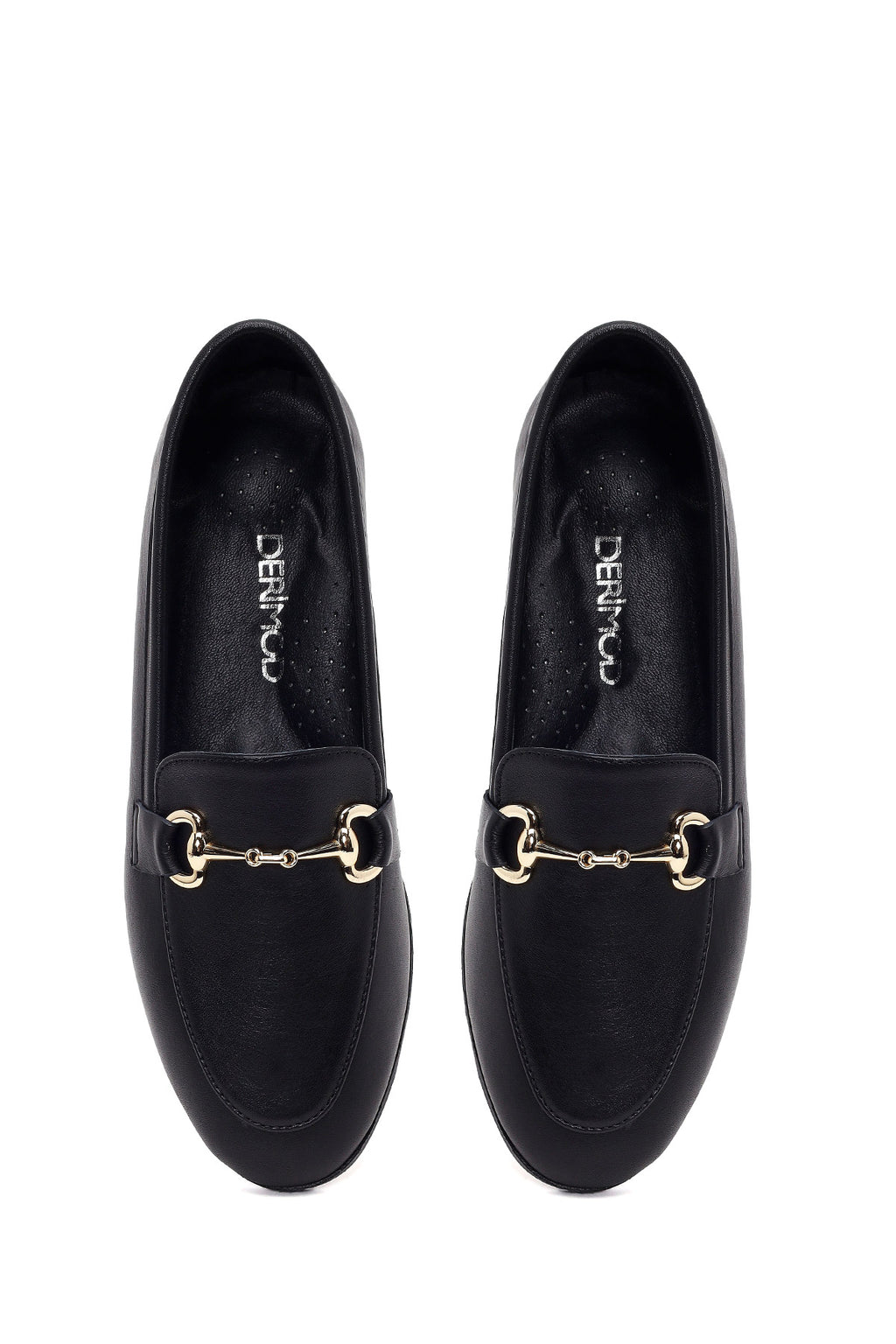 Kadın Siyah Tokalı Deri Klasik Loafer