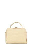 Women's Cream Long Strap Straw Handle Bag | Derimod Women's Cream Long Strap Straw Handle Bag | Derimod