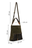 Kadın Haki Uzun Askılı Süet Omuz Çantası | Derimod Kadın Haki Uzun Askılı Süet Omuz Çantası | Derimod