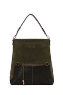 Kadın Haki Uzun Askılı Süet Omuz Çantası | Derimod Kadın Haki Uzun Askılı Süet Omuz Çantası | Derimod