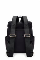 Kadın Siyah Kumaş Charmlı Sırt Çantası | Derimod Kadın Siyah Kumaş Charmlı Sırt Çantası | Derimod