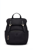 Kadın Siyah Kumaş Charmlı Sırt Çantası | Derimod Kadın Siyah Kumaş Charmlı Sırt Çantası | Derimod